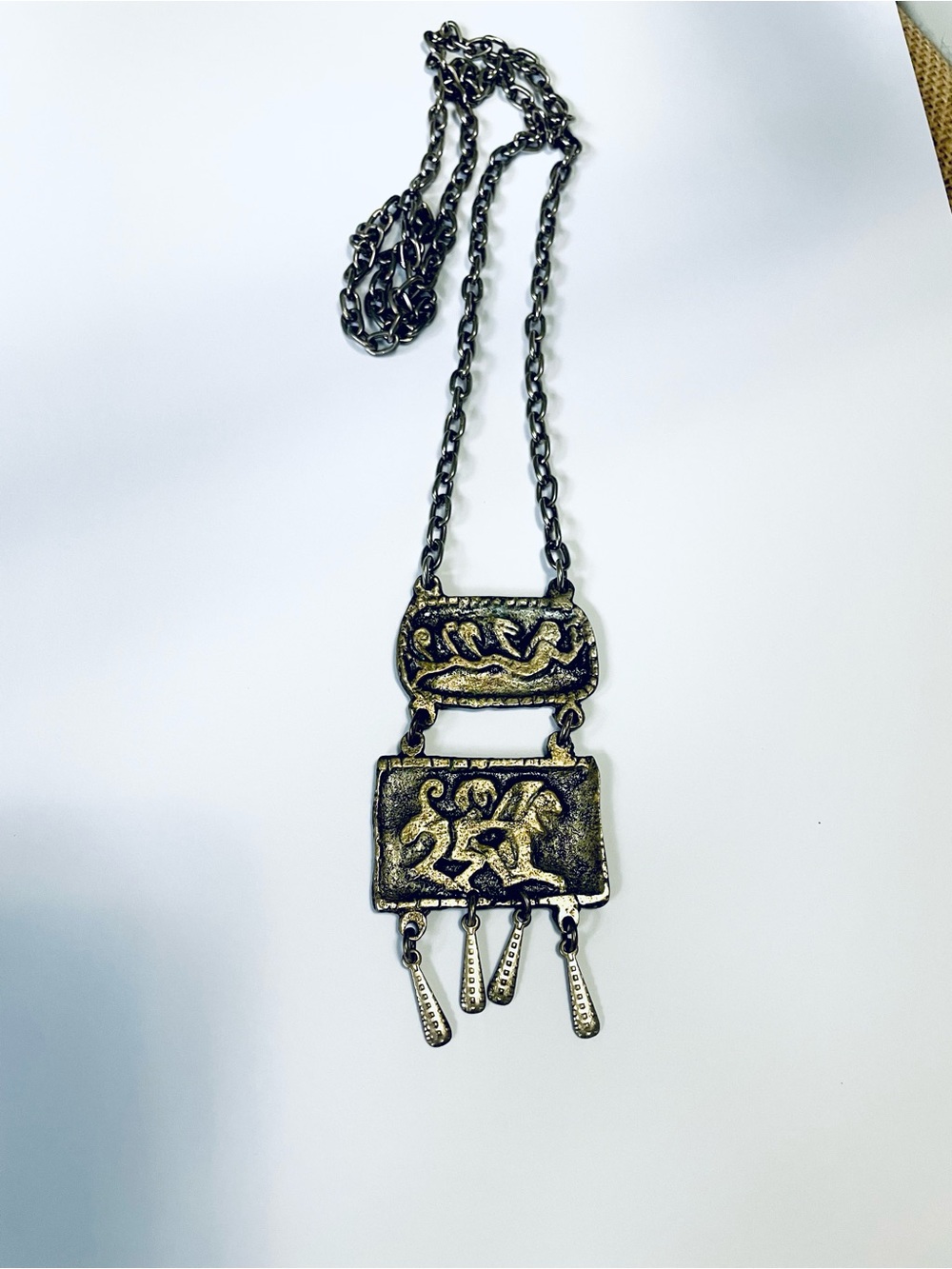 Vintage Scandinavian Brutilist Style Large Pendant Necklace